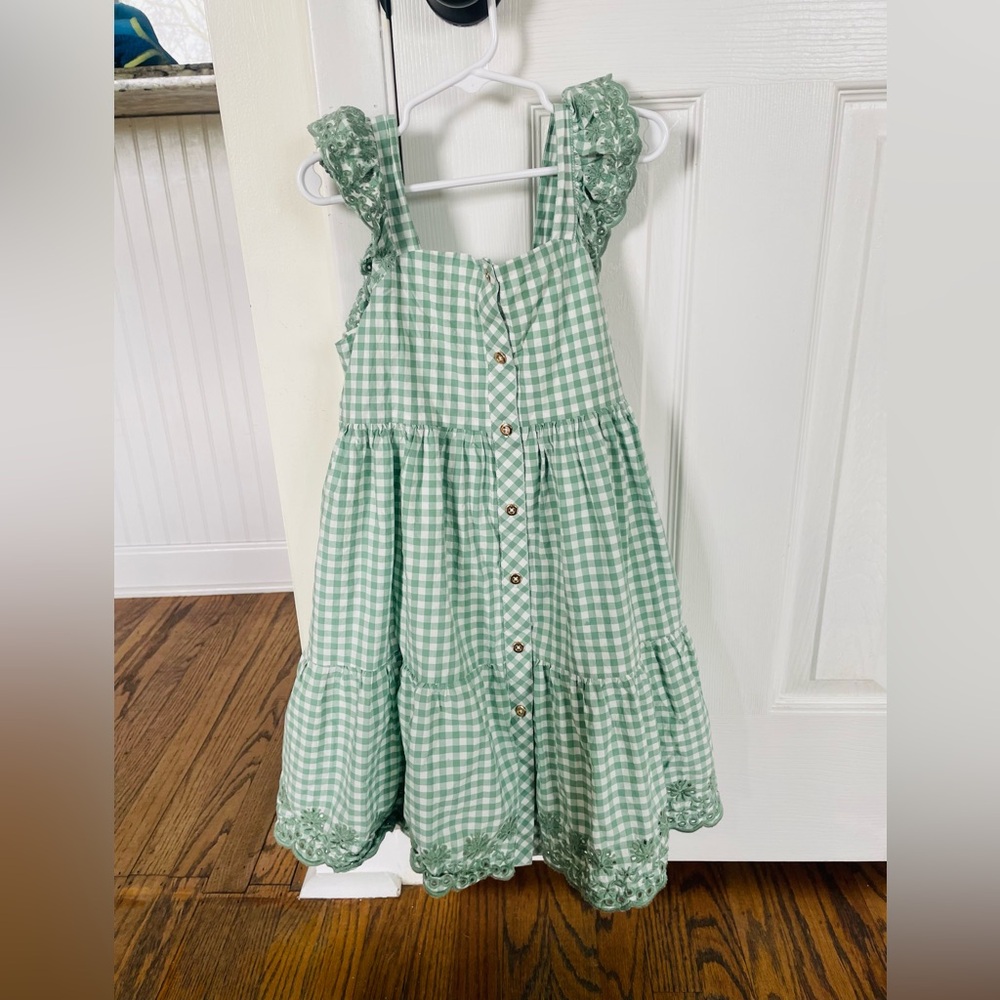 Tommy Bahama Green Checkered Kids Dress 8